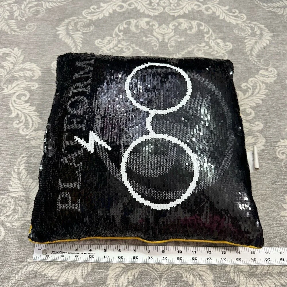 Harry Potter Platform 9 3/4 Reversible Sequin Throw Pillow Black 15x15